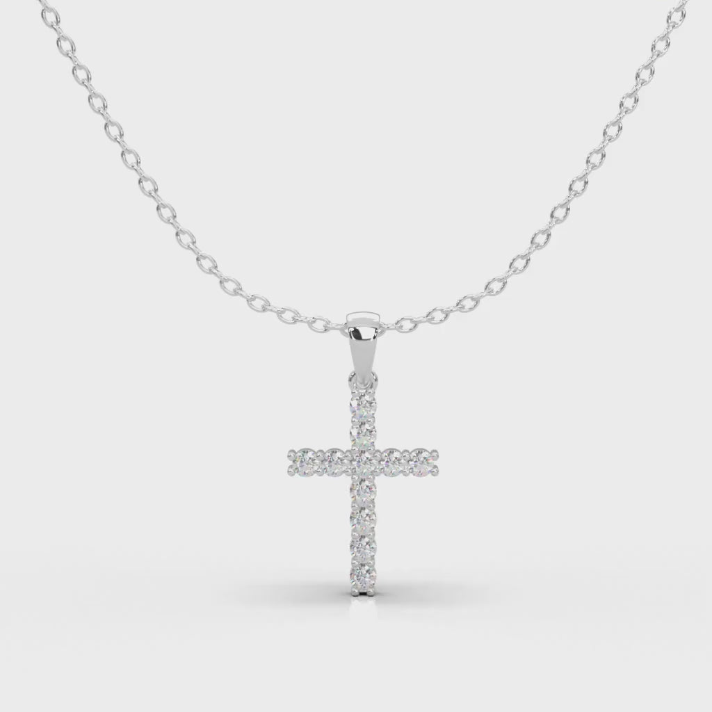 Diamant Anhänger Kreuz aus 585 Weißgold und Diamanten