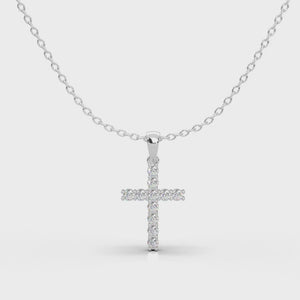 Diamant Anhänger Kreuz aus 585 Weißgold und Diamanten